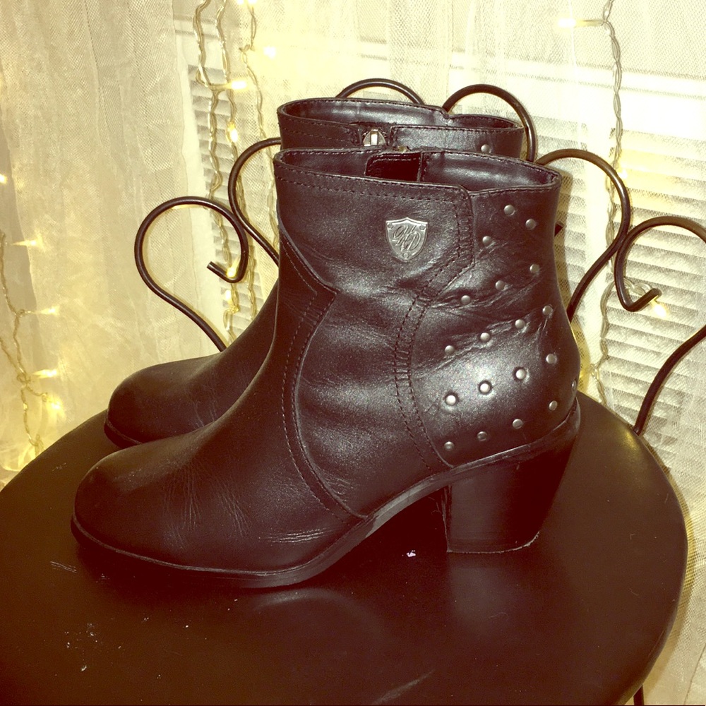 Harley Davidson Black Leather Booties